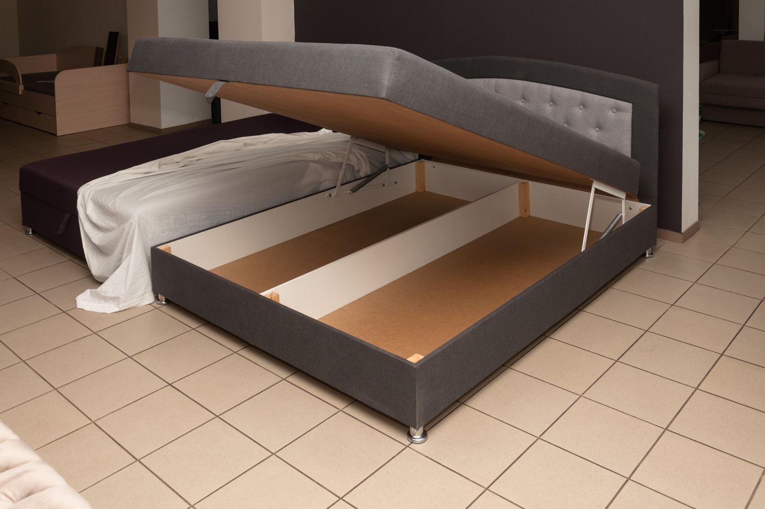 Кровать с матрасом Пенни 140х200 Серый (Подъемный механизм, ниша) lzh-penni-140 фото