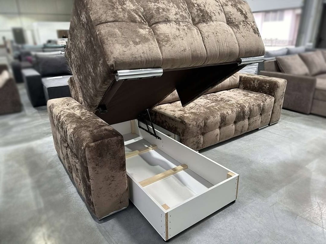 Диван Бостон VIP 296х210см (Угловой, Велюр, Ламели, Коричневый, Левый) GPKBSTVIP-L-Malibu14 фото