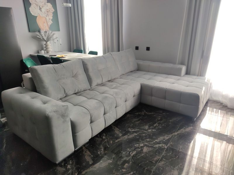 Диван Бостон VIP 296х210см (Угловой, Велюр, Ламели, Коричневый, Левый) GPKBSTVIP-L-Malibu14 фото