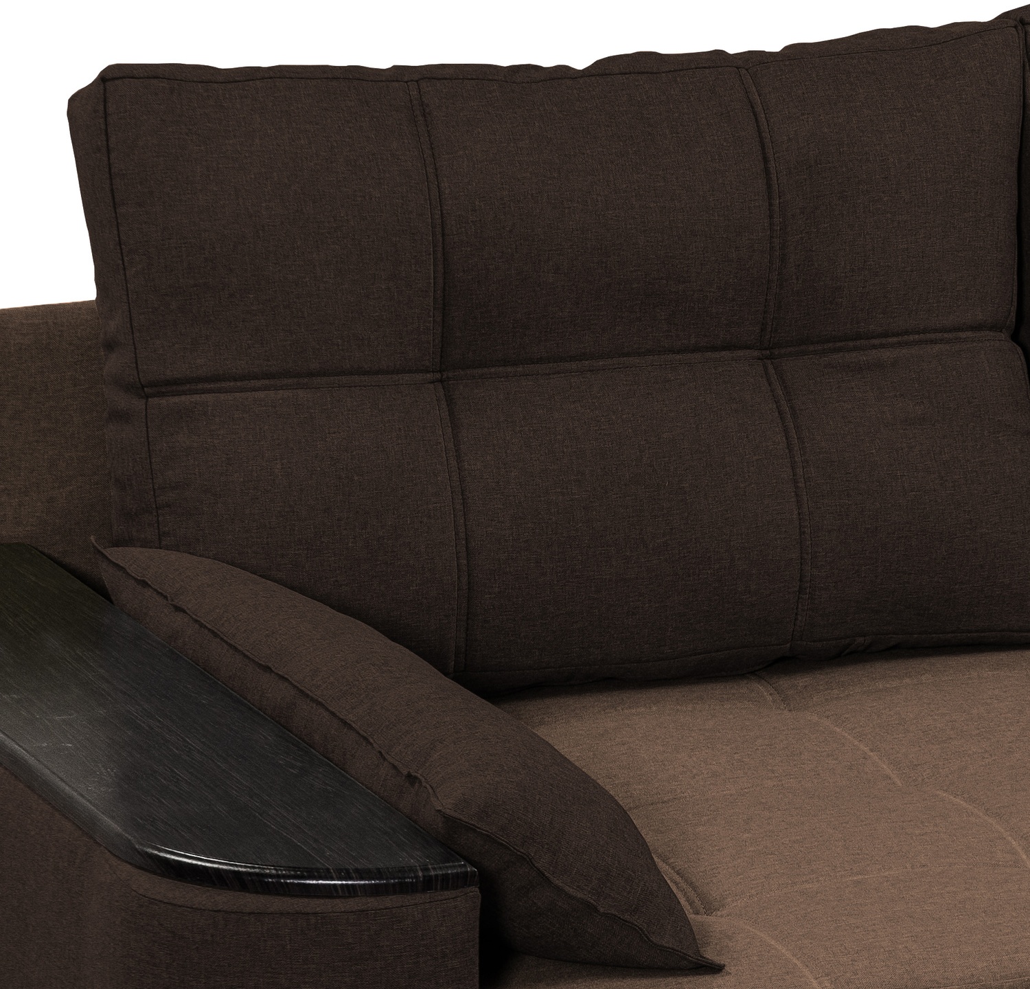 Двоспальний диван Гранд 200х100см (ППУ 28, Холлофайбер, МДФ) Бежевий з коричневим GPdgrn-21-3 фото