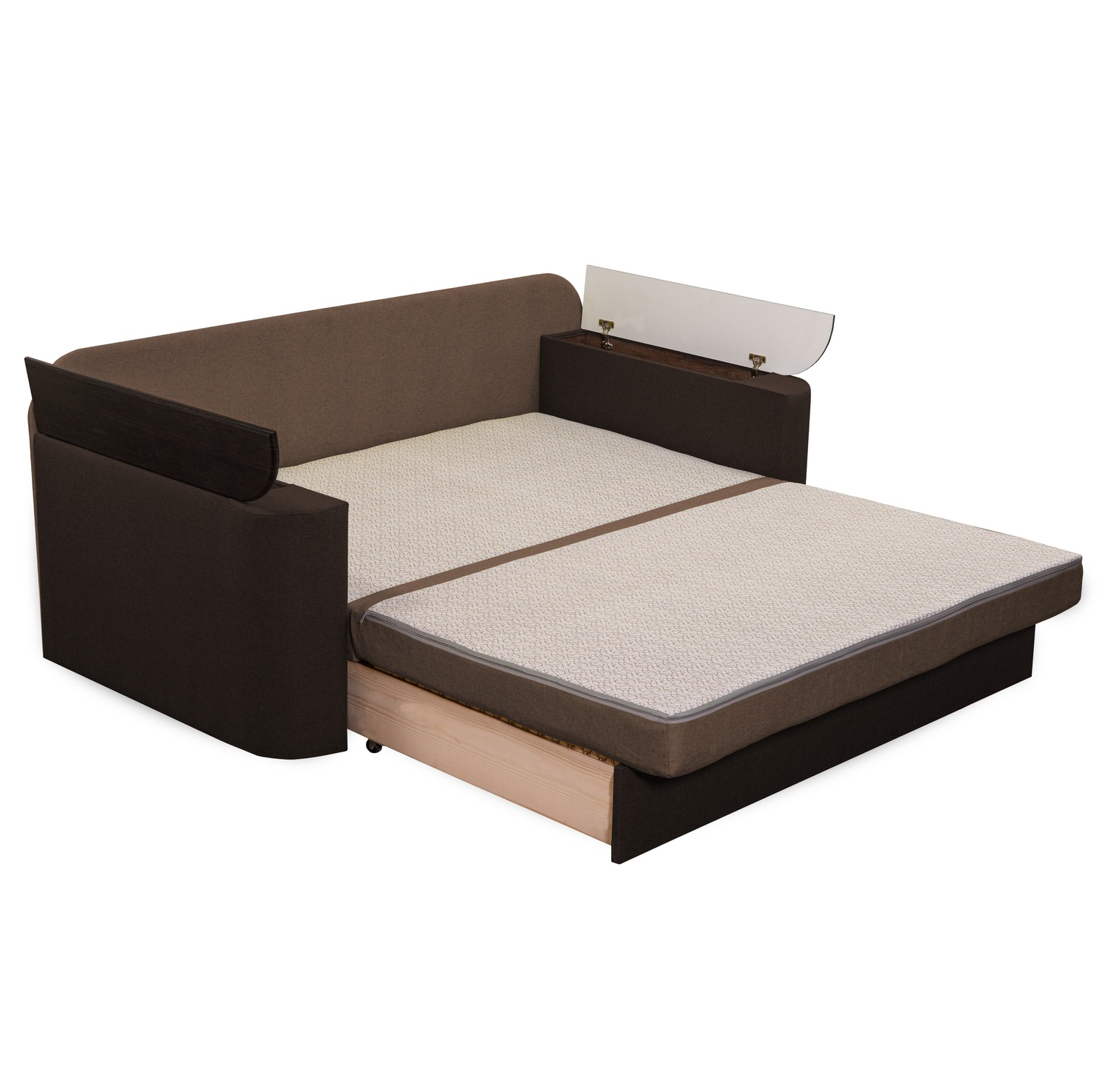 Двоспальний диван Гранд 200х100см (ППУ 28, Холлофайбер, МДФ) Бежевий з коричневим GPdgrn-21-3 фото