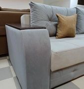 Диван Канада 240х110см (Прямий, Рогожка + Велюр, Ламелі, Світло-сірий) GPdknd-7+66 фото 11