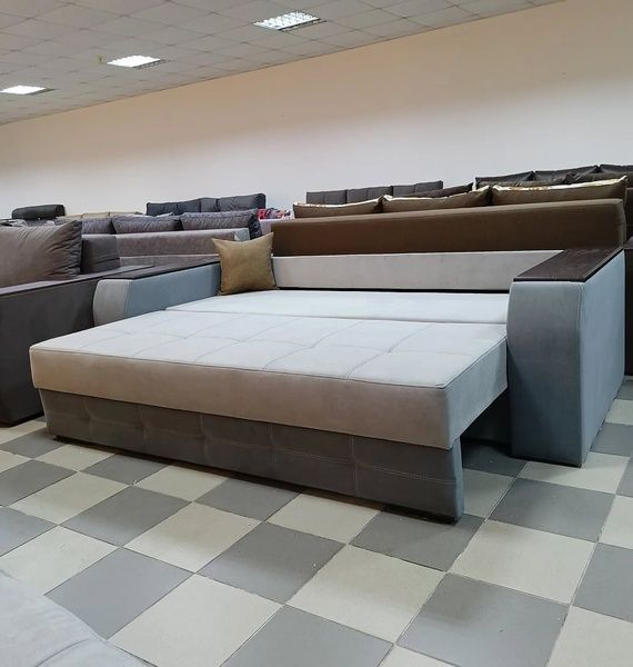 Диван Канада 240х110см (Прямий, Рогожка + Велюр, Ламелі, Світло-сірий) GPdknd-7+66 фото
